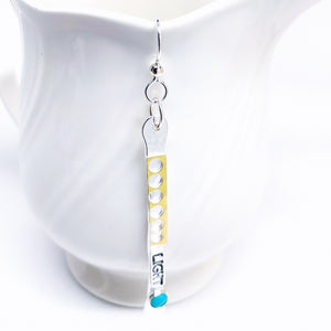 Sterling Silver “Light” Earring "Words Wisdom Totem Collection" w/Turquoise