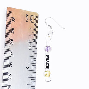 Sterling Silver “Peace” Earring "Words Wisdom Totem Collection" w/Amethyst