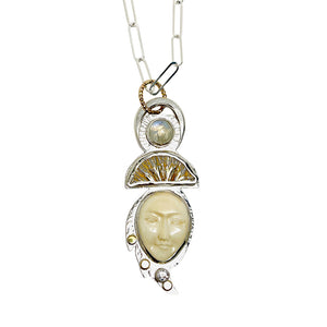 Sterling Silver Moon Face Totem Necklace