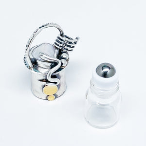 “Keep Calm Collection" Essential Oil Rollerball Necklace - Serpent and Pearl